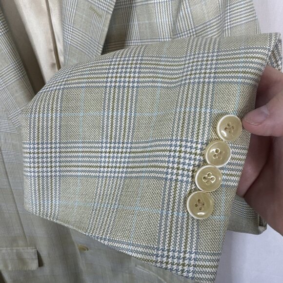 Samuelsohn Scabal silk wool tan plaid blazer Soft Men 42XL O’Connors luxury - Picture 2 of 8